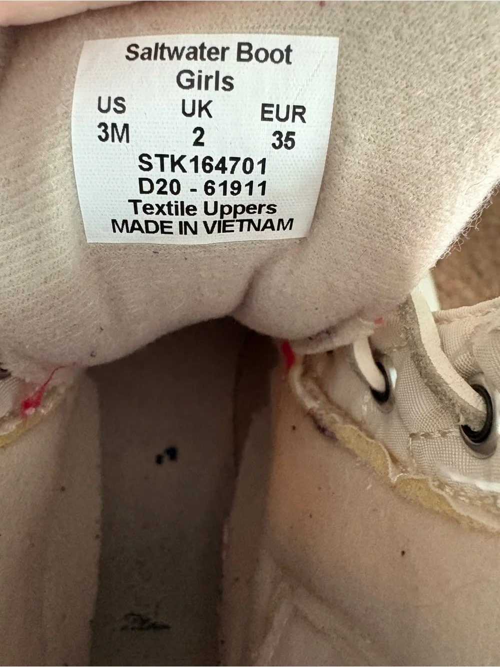 Sperry Cream Quilted Kids Duck Boots with Pink Soles